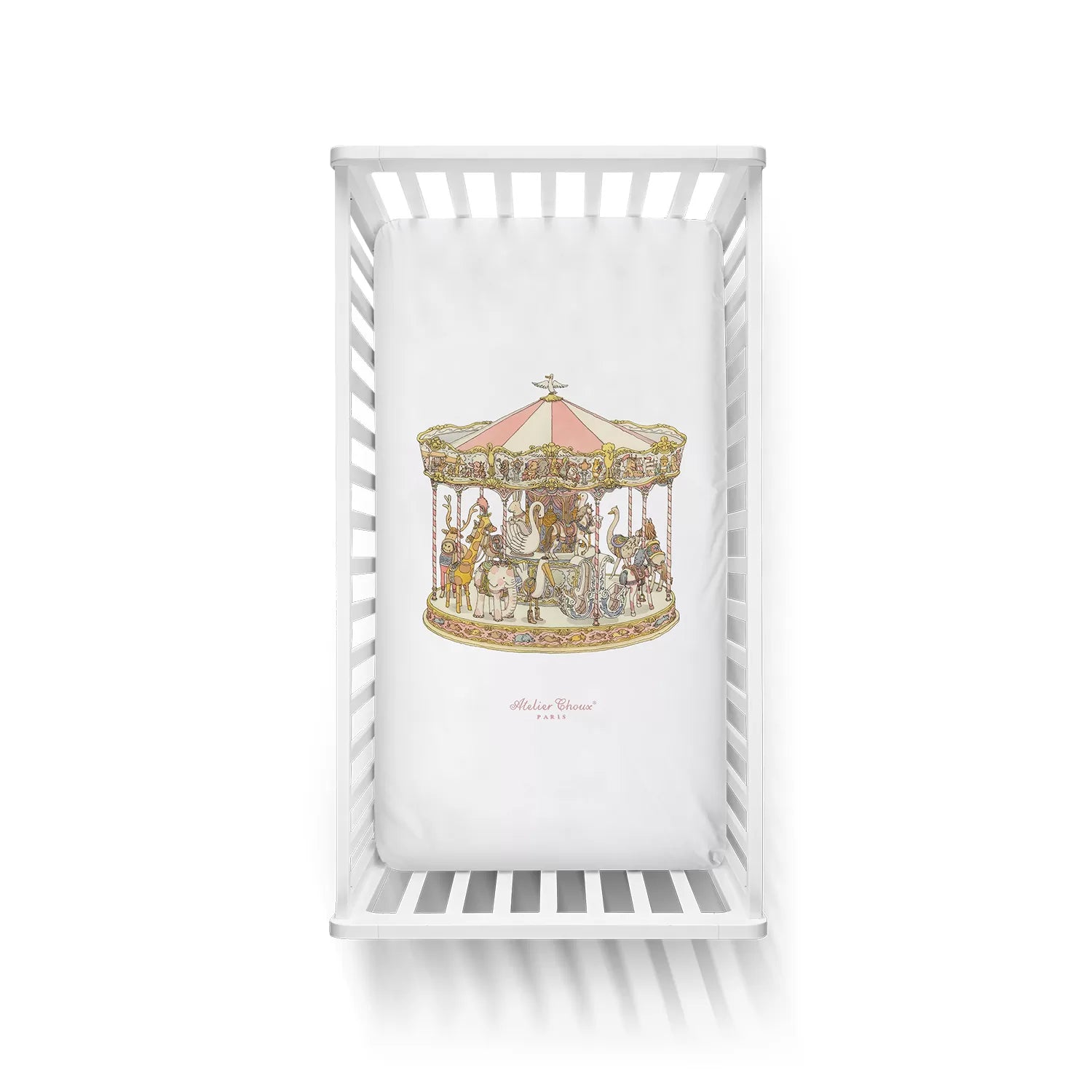 Atelier Choux Carousel Pink Satin Fitted Sheet