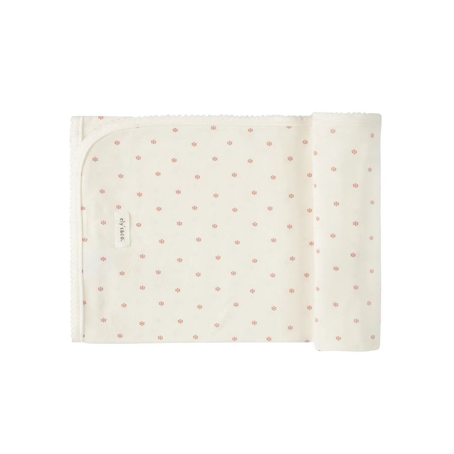 Floral pin dot collection pink/ivory blanket by Ely's & Co.