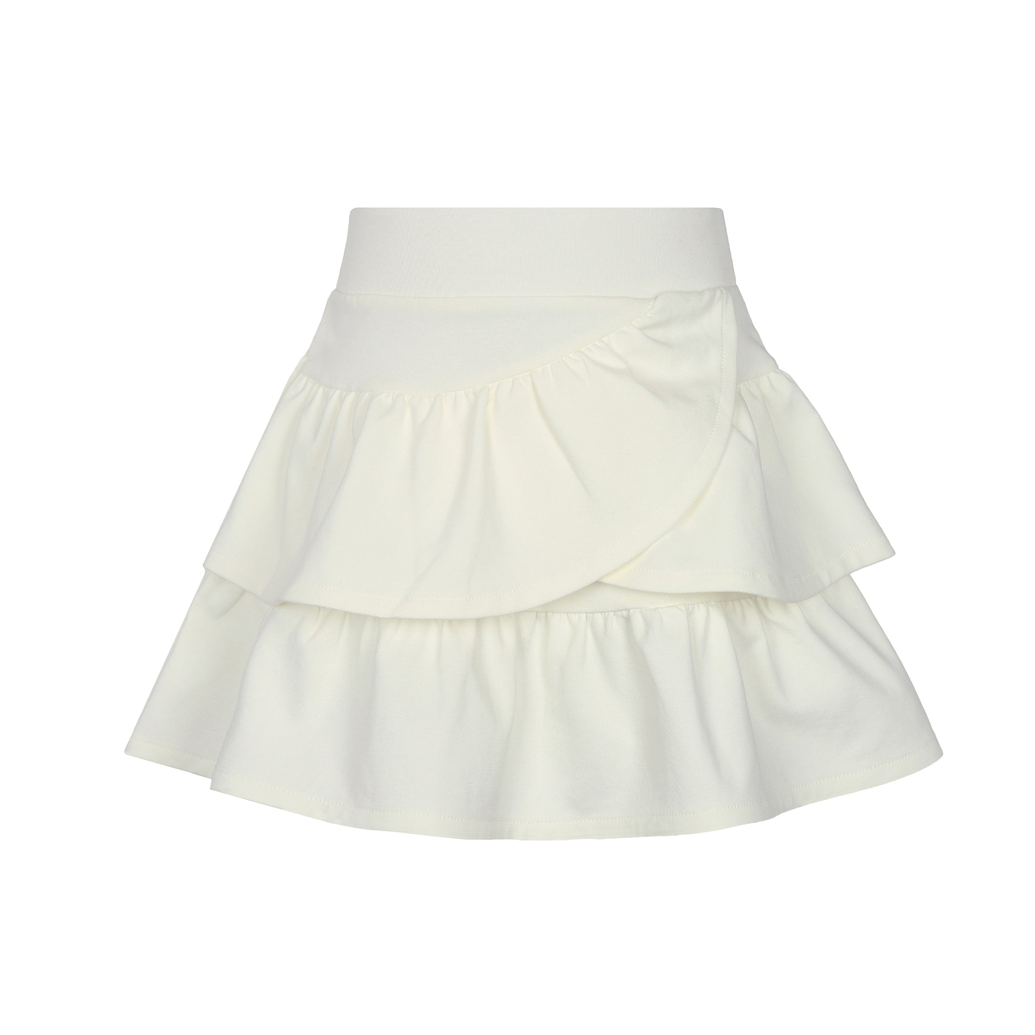 Ruffled ivory milano skirt by Little Parni
