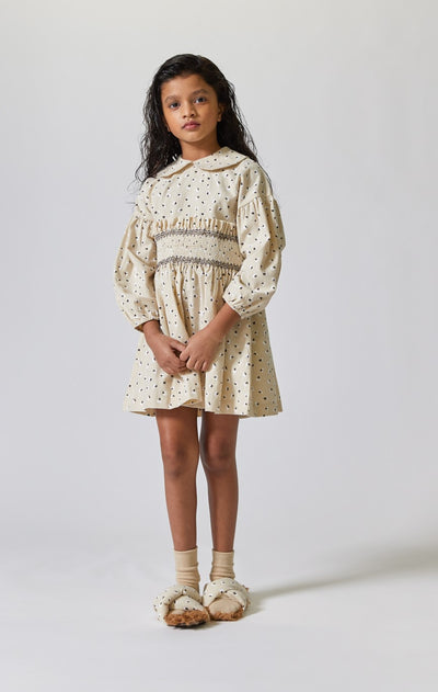 Smocked bud natural dress by Kipp