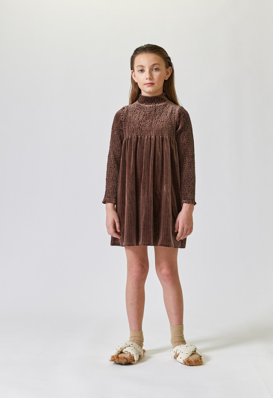 Smocked velour mink dress by Kipp - Flying Colors