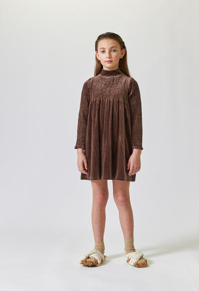 Smocked velour mink dress by Kipp