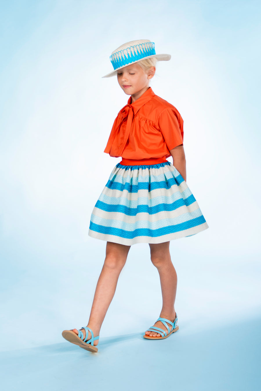 Stripe Print Light Blue Skirt by Mimisol