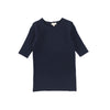 Navy 3/4 Sleeve Ribbed T-Shirt by Lil Leggs