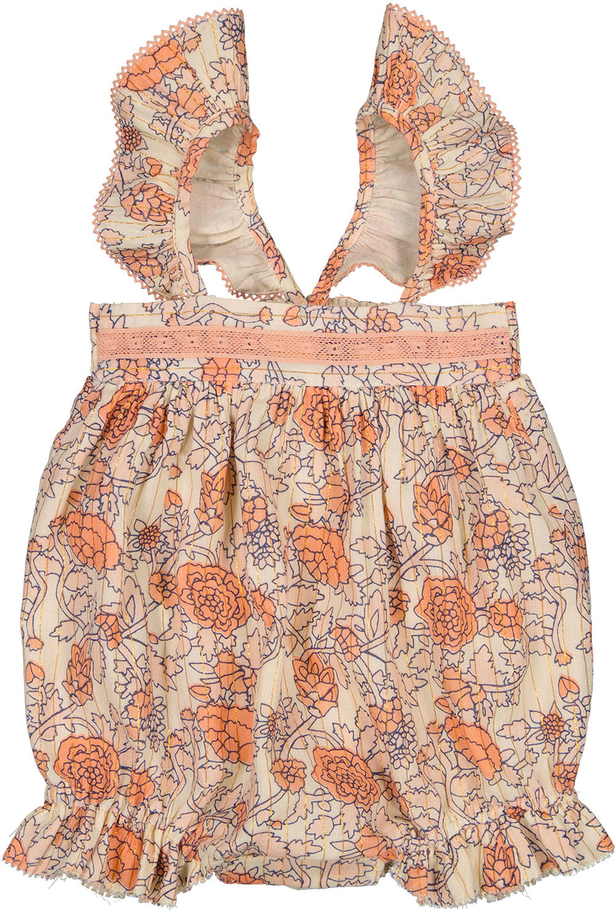 Marveille pink Indian flower romper by Louis Louise