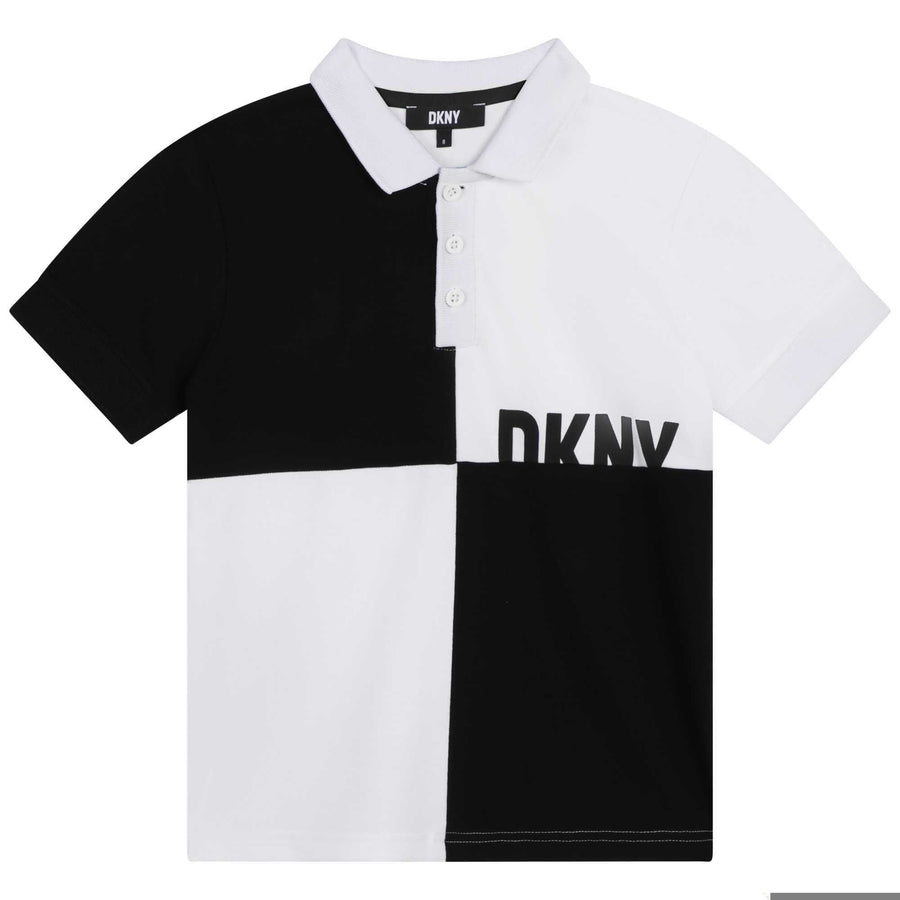 Check black & white polo by DKNY