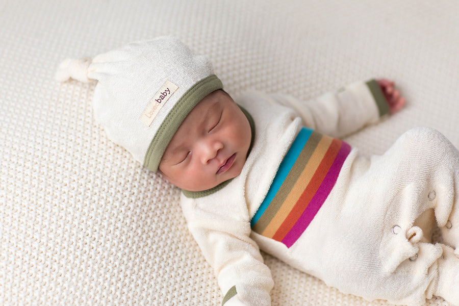 Sage Terry Organic Top Knot Hat by L'ovedbaby - Flying Colors