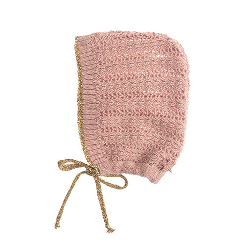 Openwork Pink Knitted Bonnet by Tocoto Vintage