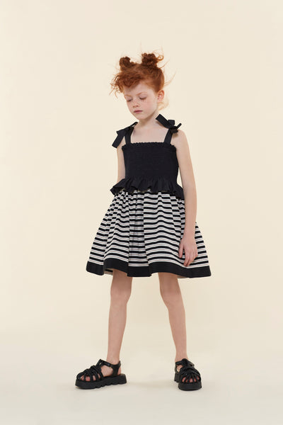 Black Striped Dress (Short Length) by Mimisol
