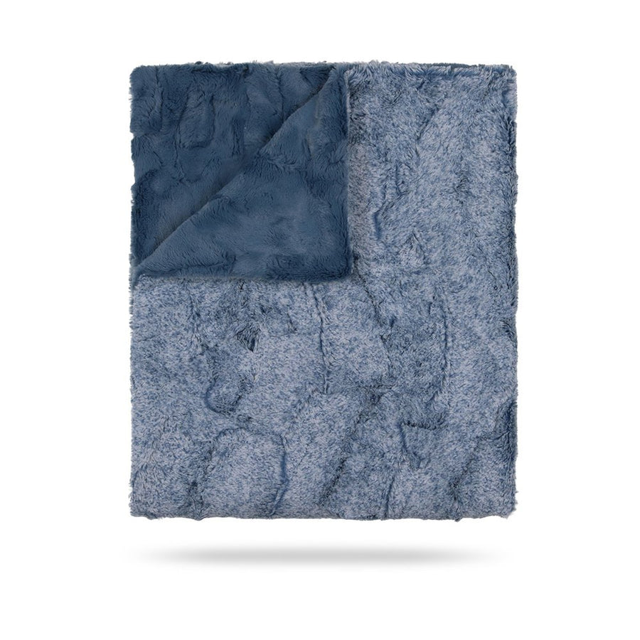 Bluewash and Denim Heather Lux Fur Blanket by Peluche