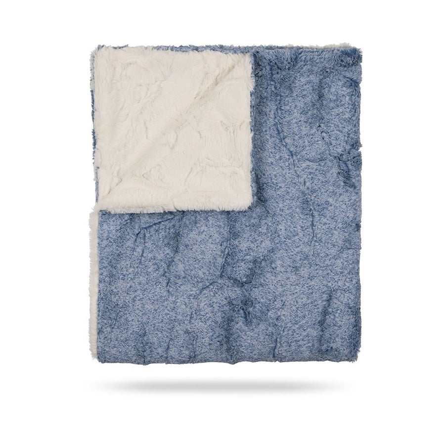 Bluewash and Natural Heather Lux Fur Blanket by Peluche