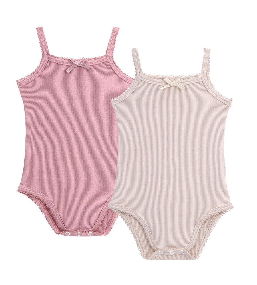 Baby 2pc Ribbed Strap Bodysuit with Bow by Petit Clair