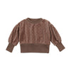 Dotted taupe velour puff sleeve sweatshirt and sweatpants by Lil legs