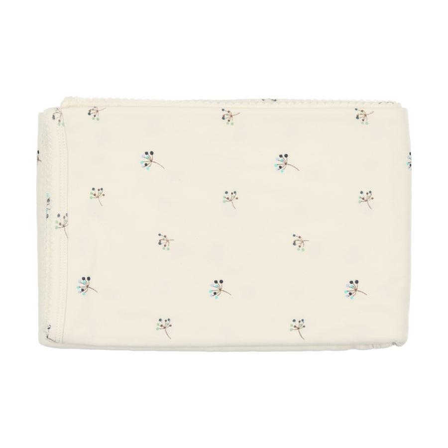 Ivory with blue buds blanket by Bee & Dee