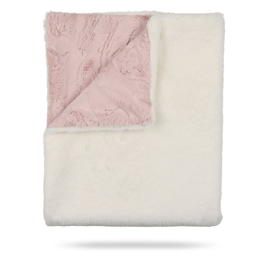 Natural and Rose Super Fluff Fur Blanket by Peluche