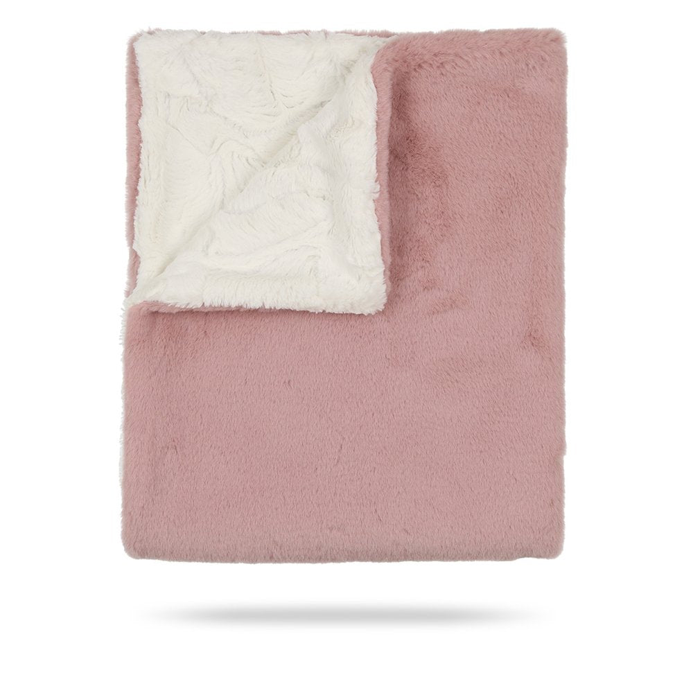 Mauve and Natural Super Fluff Fur Blanket by Peluche